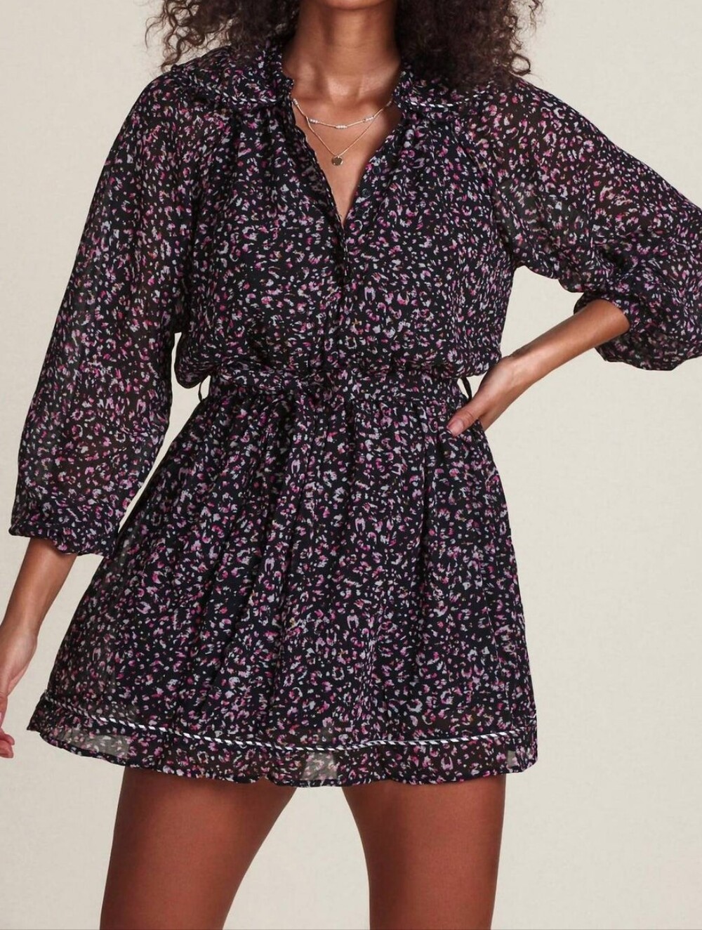 The Shirt x Rochelle Behrens The Taylor Floral Peter Pan Collar Mini Dress Sz XS